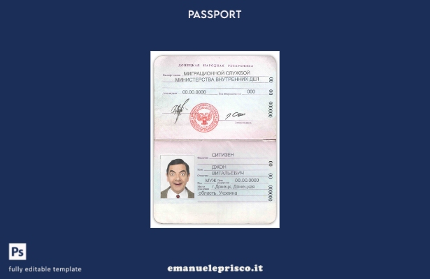 modello di passaporto della Repubblica popolare di Donetsk in stile verificato